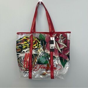 Ed Hardy Clear PVC Tiger Rose Tote Shoulder Bag - NWT